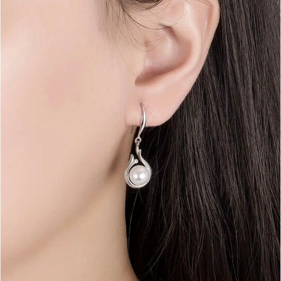 Sterling Silver Pearl Earrings - Picture 3 of 4